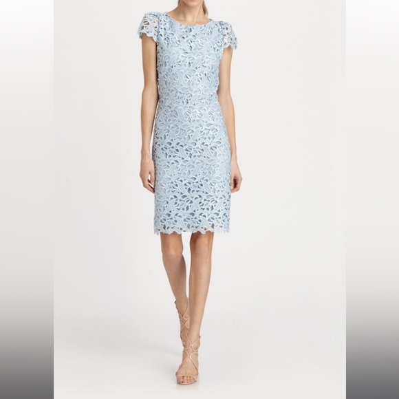 Alice + Olivia Lace Eyelet Crochet Keyhole Cocktail Dress - Picture 4 of 8